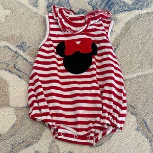 Disney Minnie Mouse Red and White Striped Baby Romper